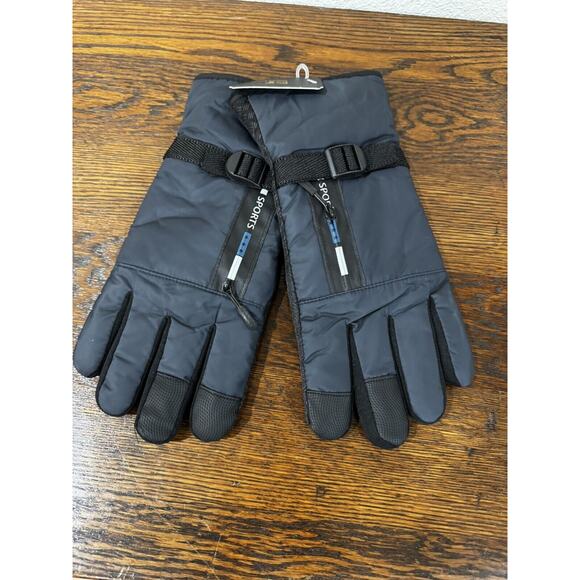 Men's NEW Winter Gloves zipper pocket DF Sport - Blue/Black Zipper Pocket - Picture 1 of 7
